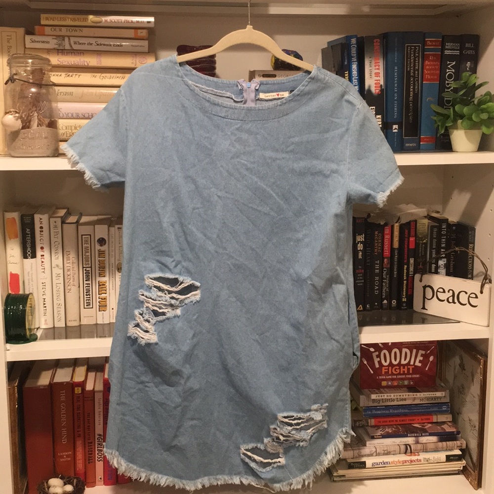 Distressed denim Shirtdress